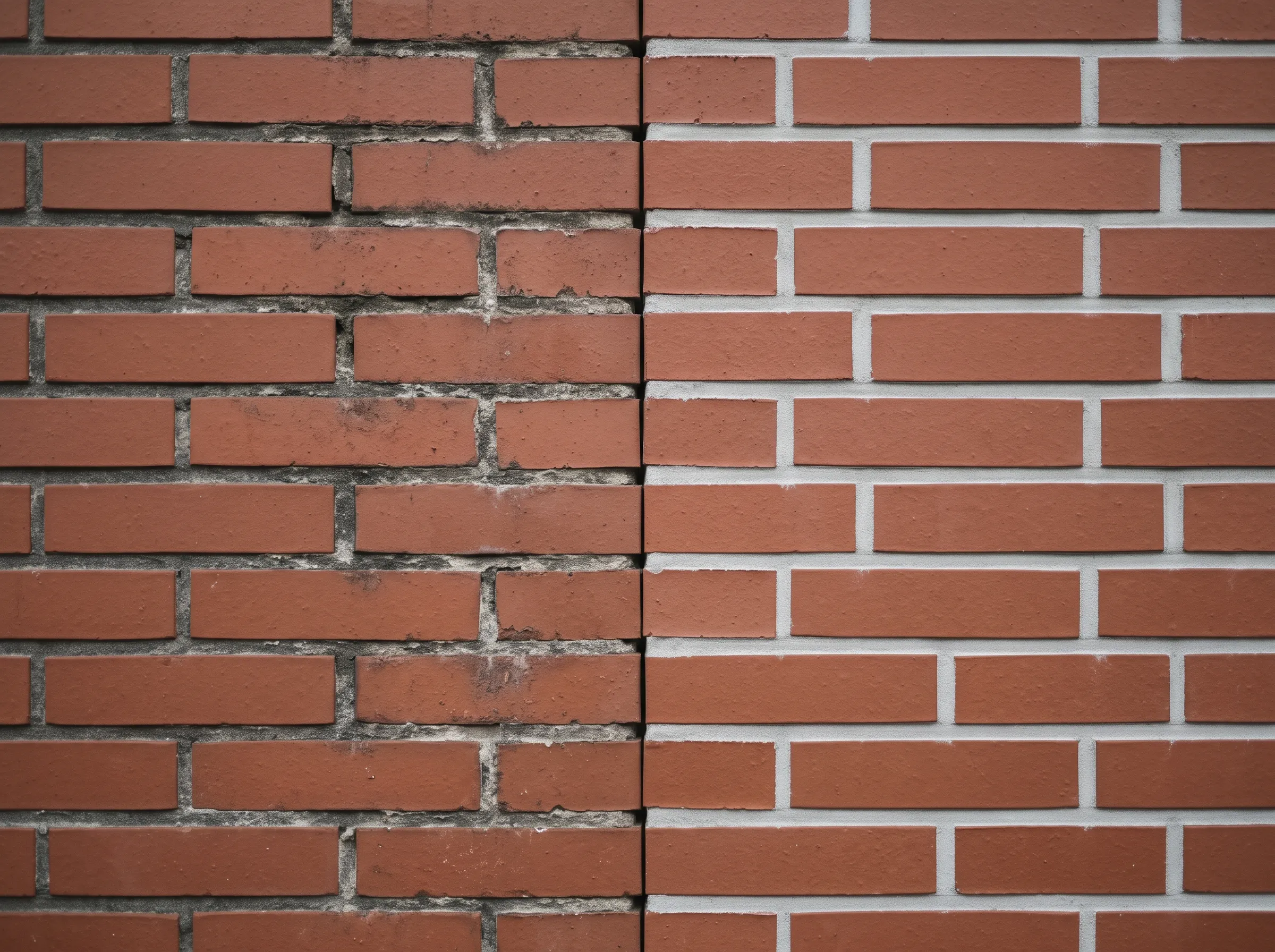 Bakstenen gevel met deels vernieuwd voegwerk